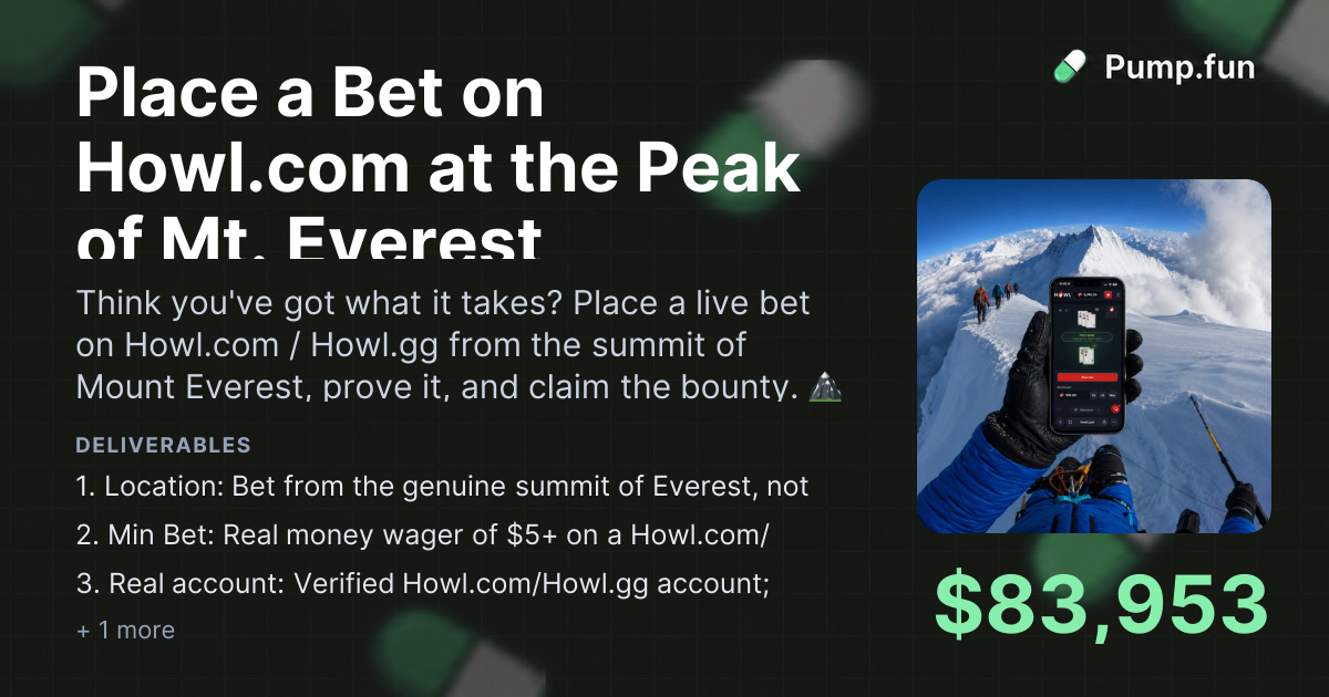 Place a Bet on Howl.com at the Peak of Mt. Everest | Pump